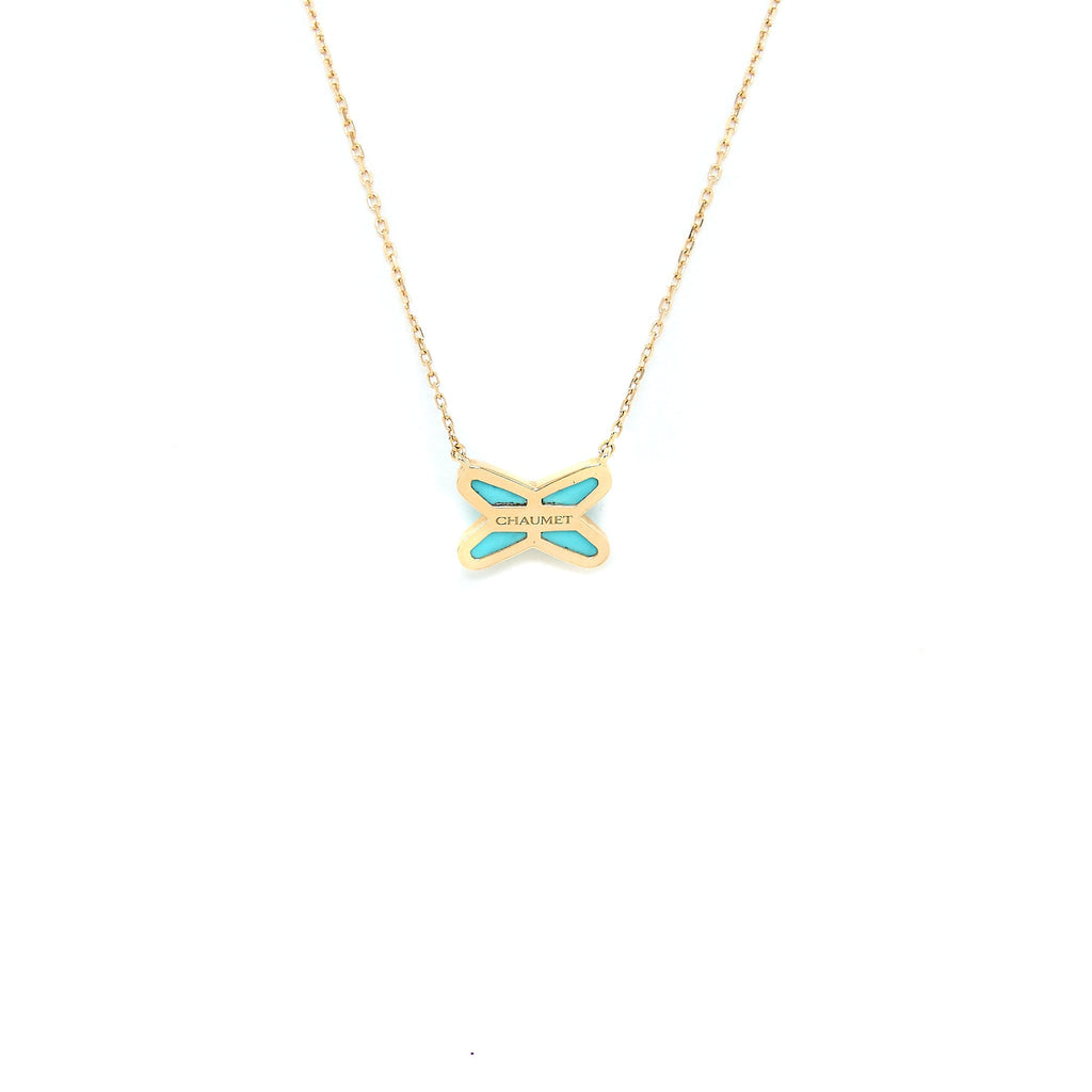 CHAUMET JEUX DE LIENS NECKLACE TURQUOISE/ROSE GOLD WITH ONE DIAMOND