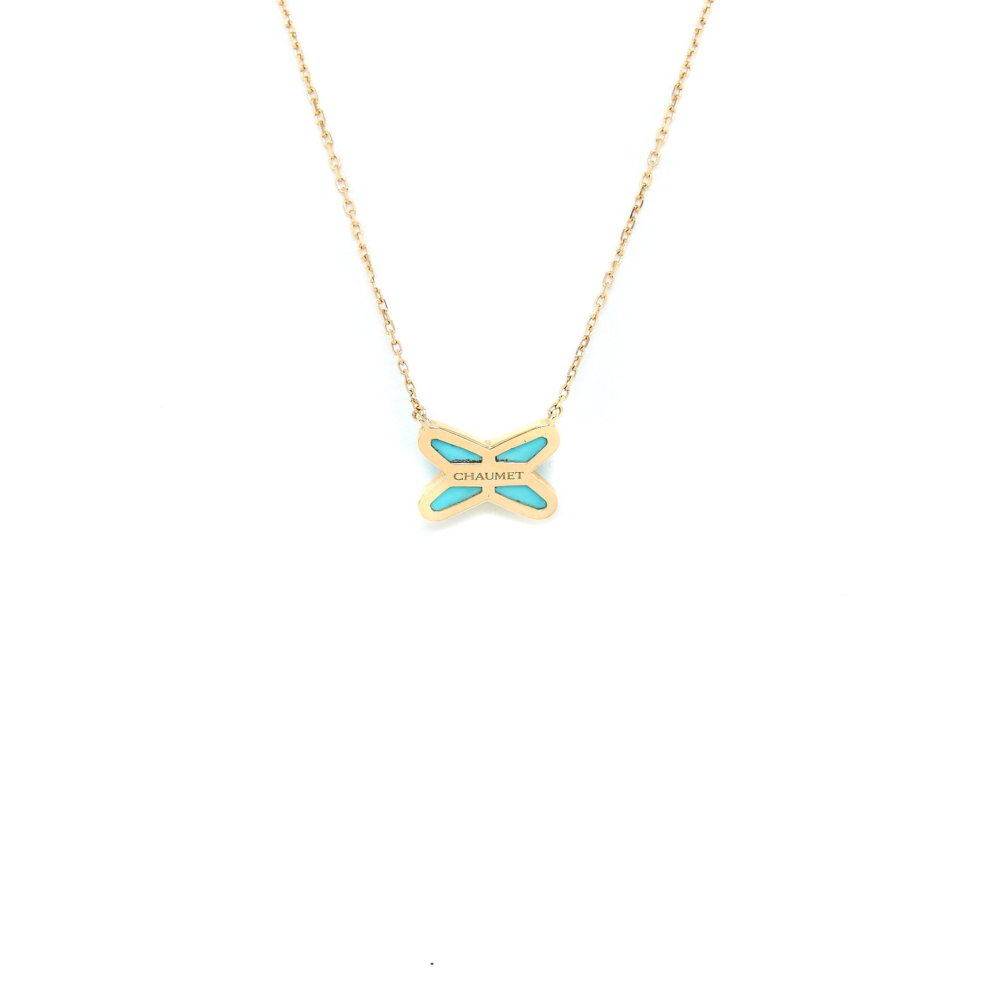 CHAUMET JEUX DE LIENS NECKLACE TURQUOISE/ROSE GOLD WITH ONE DIAMOND