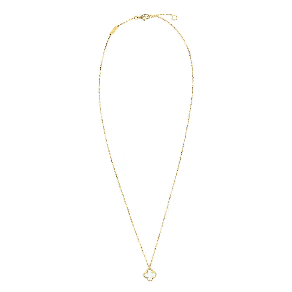 VAN CLEEF & ARPELS SWEET ALHAMBRA PENDANT WHITE MOTHER OF PEARL 18K YELLOW GOLD