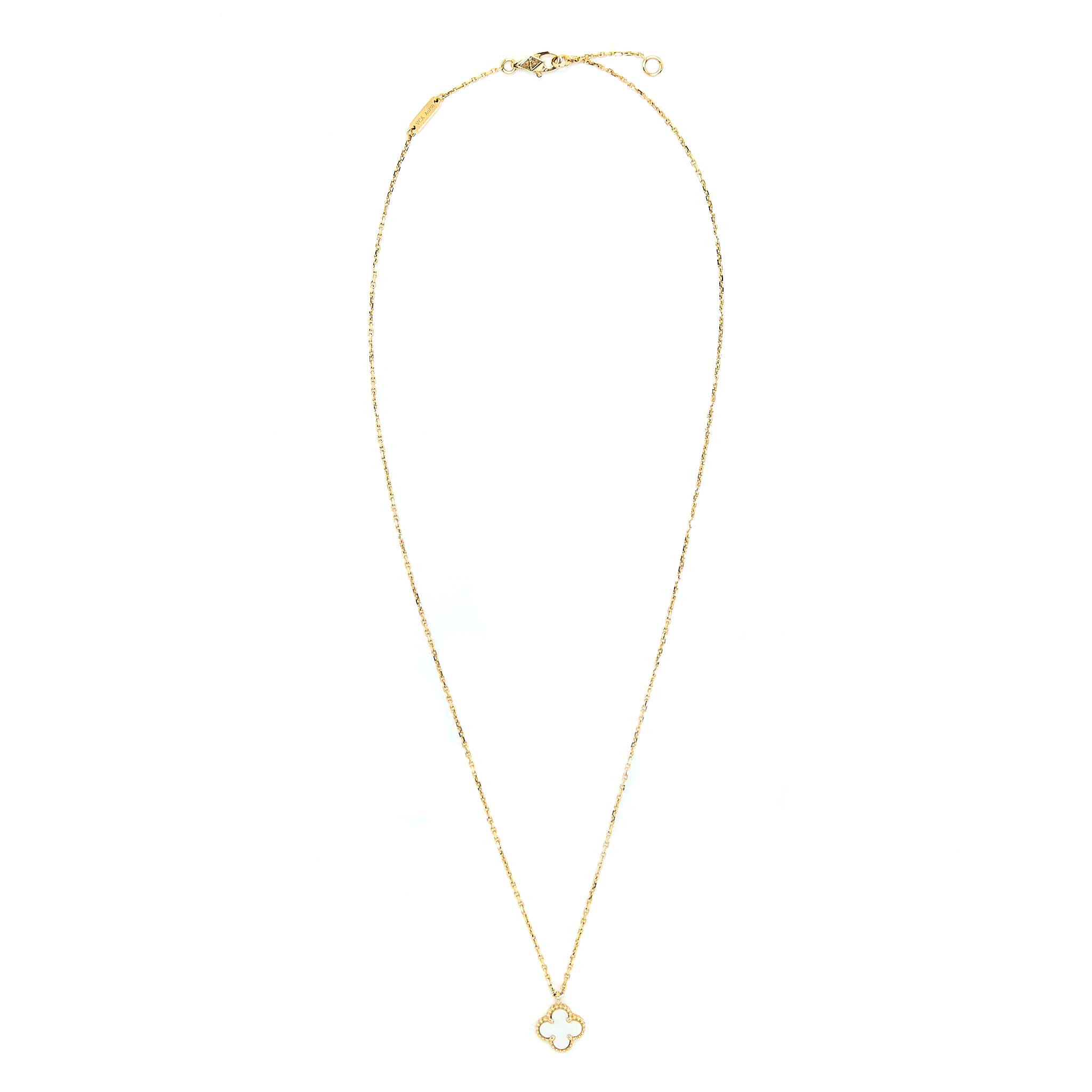 VAN CLEEF & ARPELS SWEET ALHAMBRA PENDANT WHITE MOTHER OF PEARL 18K YELLOW GOLD