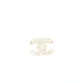 CHANEL CC LOGO WITH CRYSTAL/PEARL BROOCH LIGHT GOLD TONE