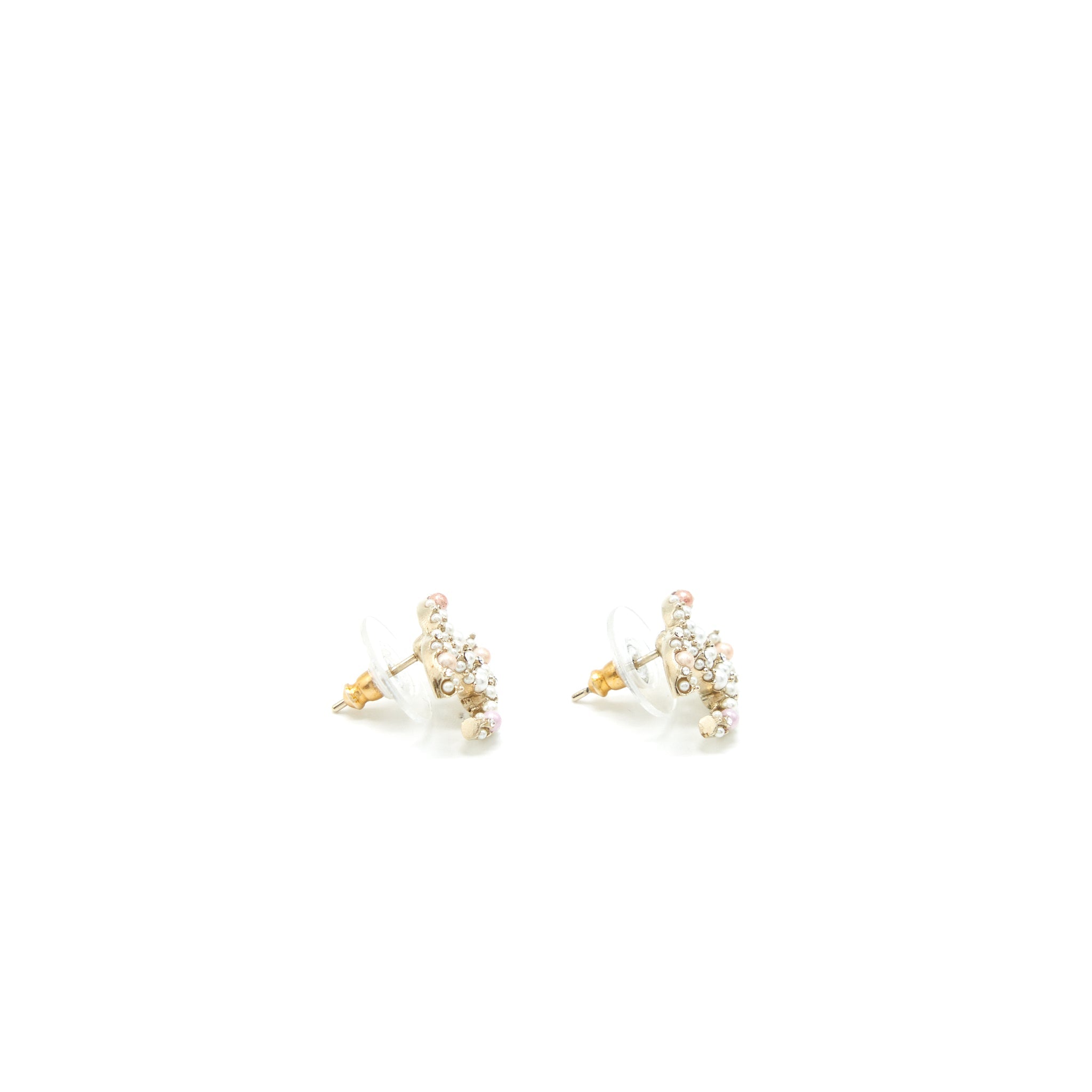 CHANEL CC PEARL EARRINGS WITH MULTICOLOURED PEARLS LGHW