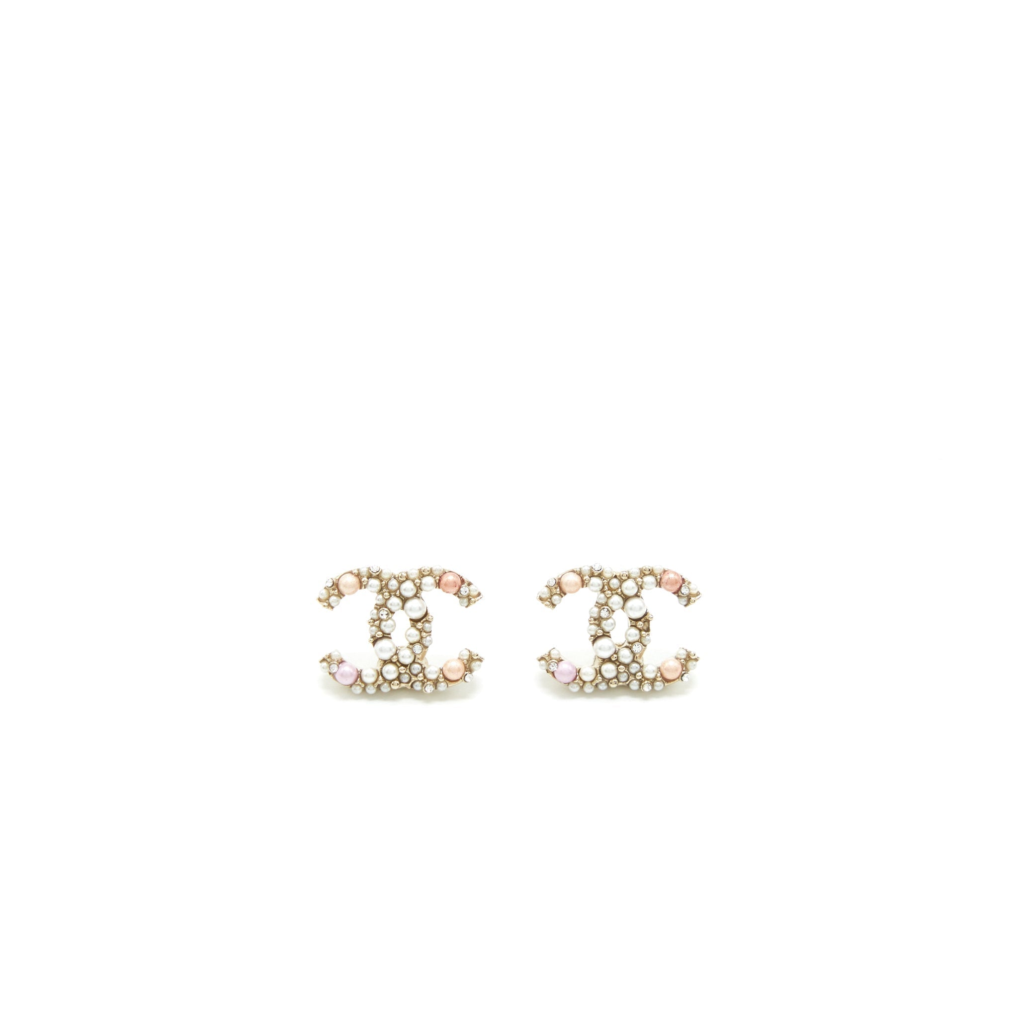 CHANEL CC PEARL EARRINGS WITH MULTICOLOURED PEARLS LGHW