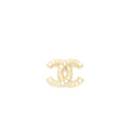 CHANEL CC LOGO/PEARL BROOCH LIGHT GOLD TONE