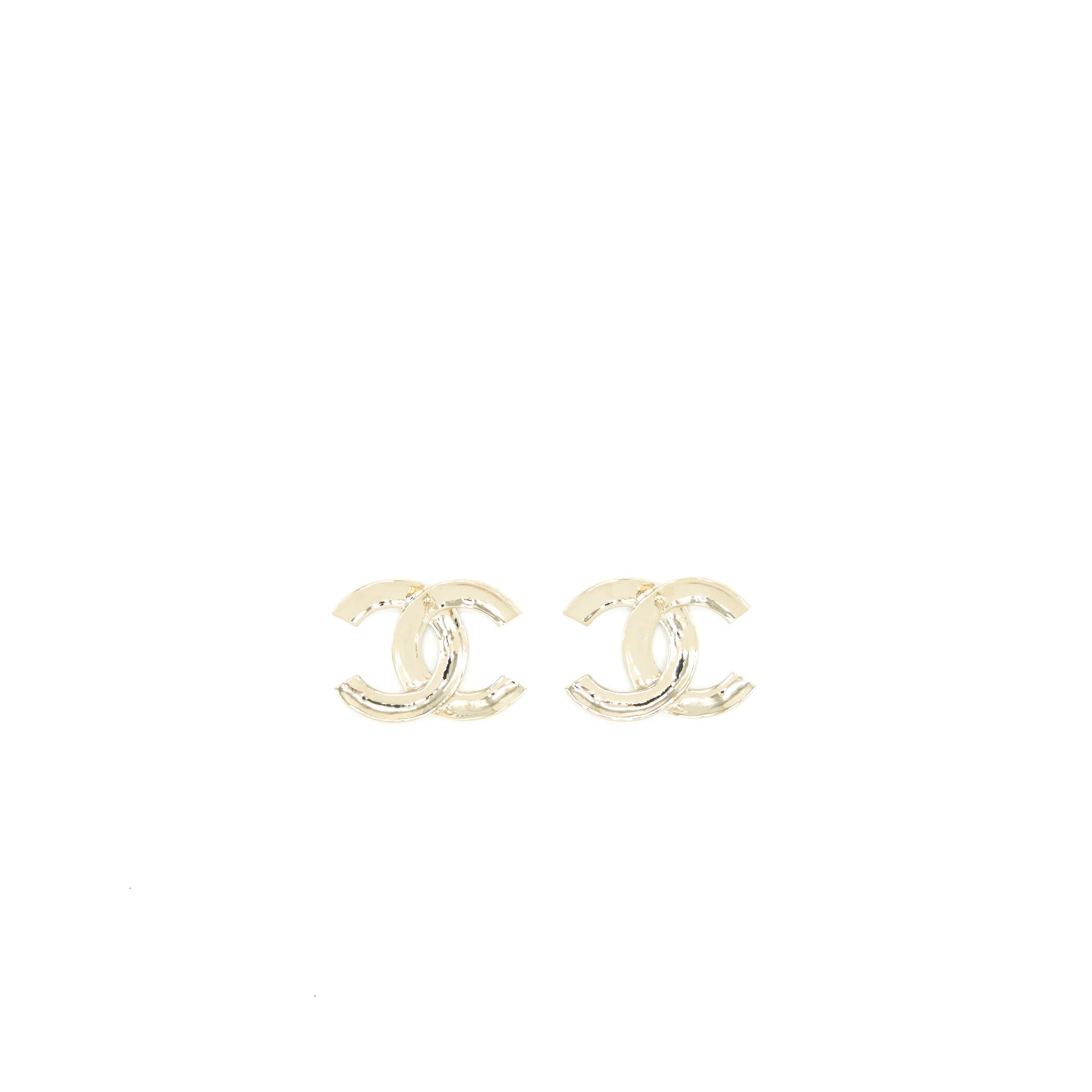 CHANEL 22S CC LOGO EARRINGS LIGHT GOLD TONE