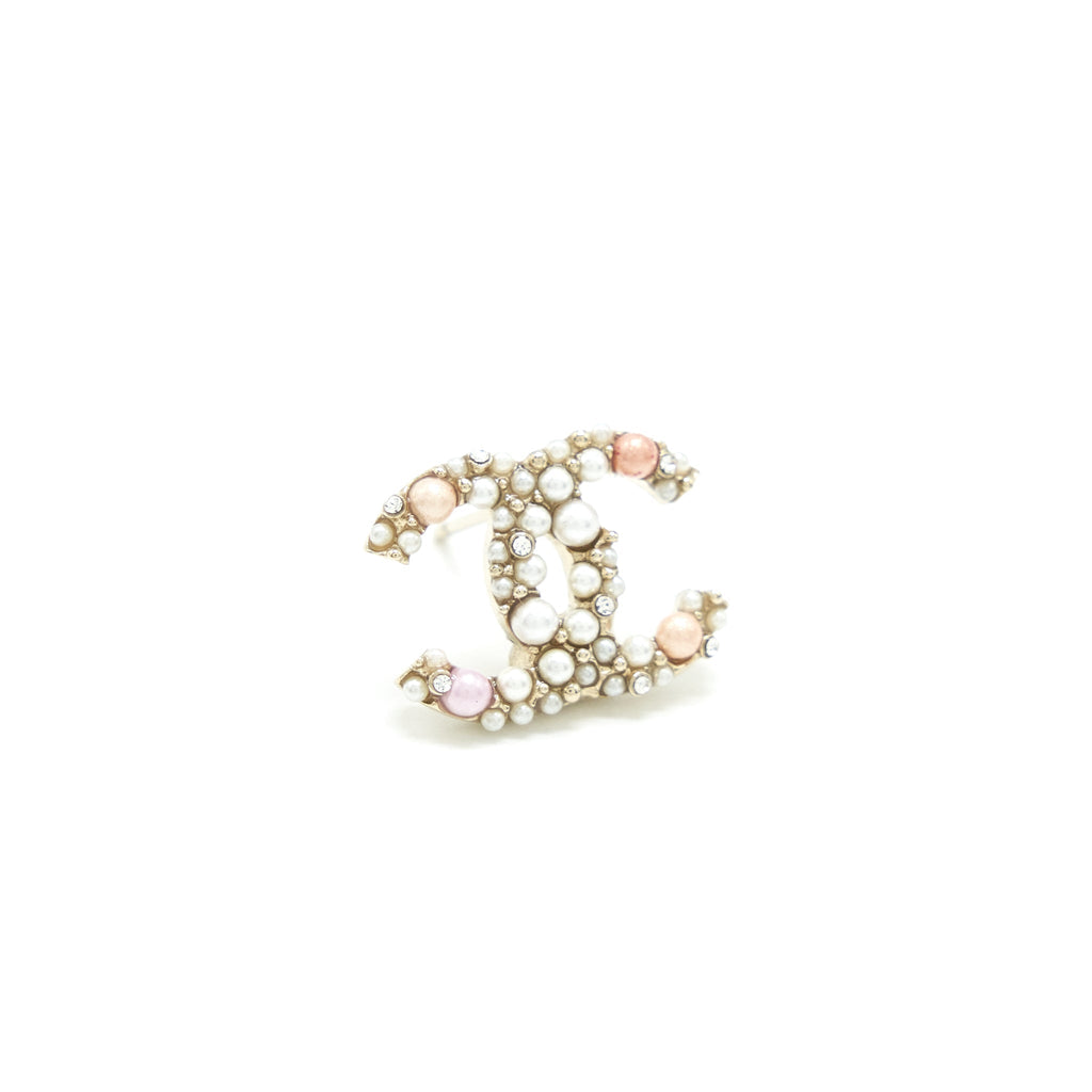 CHANEL CC PEARL EARRINGS WITH MULTICOLOURED PEARLS LGHW