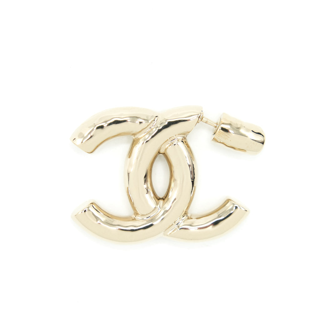 CHANEL 22P GIANT CC LOGO EARRINGS LGHW