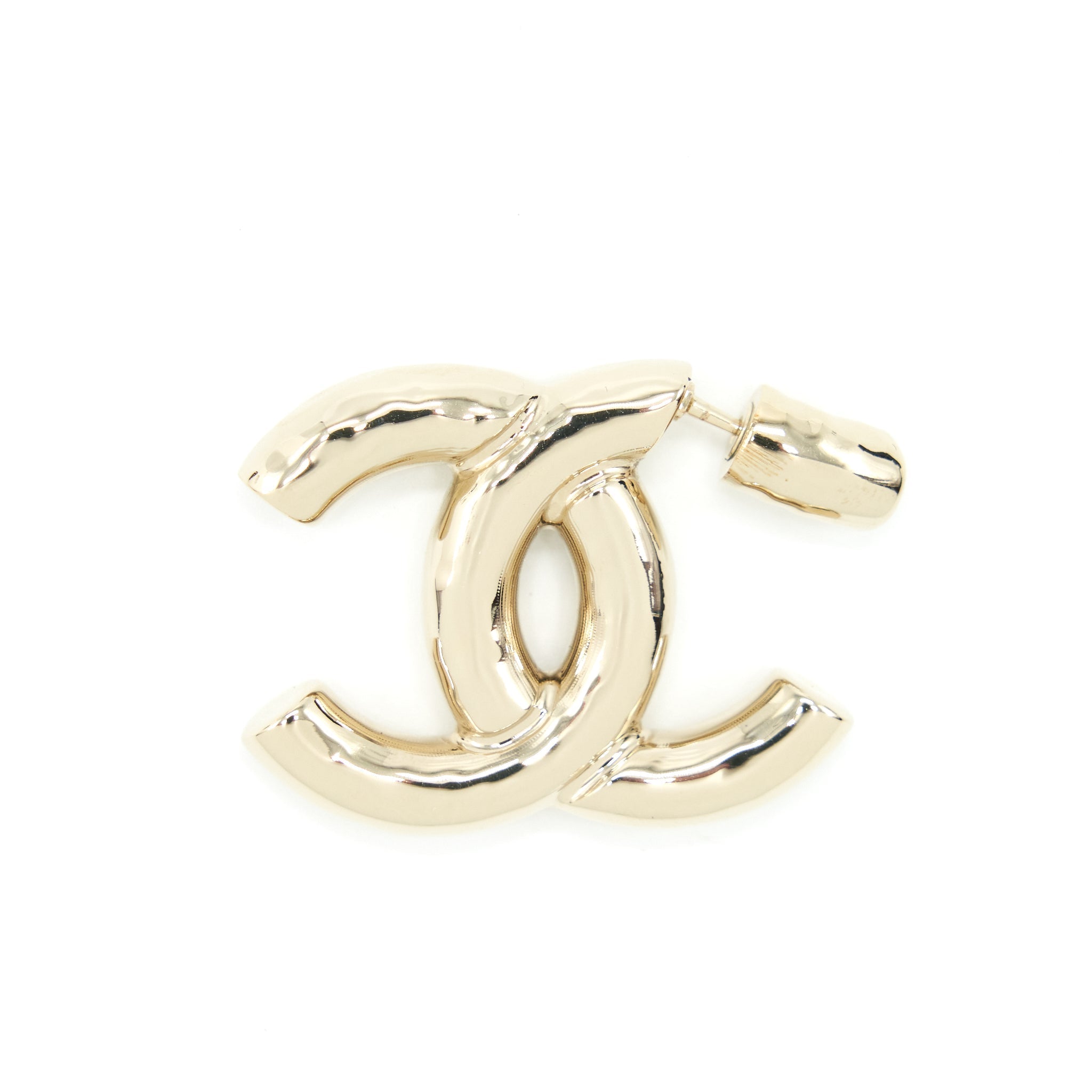 CHANEL 22P GIANT CC LOGO EARRINGS LGHW