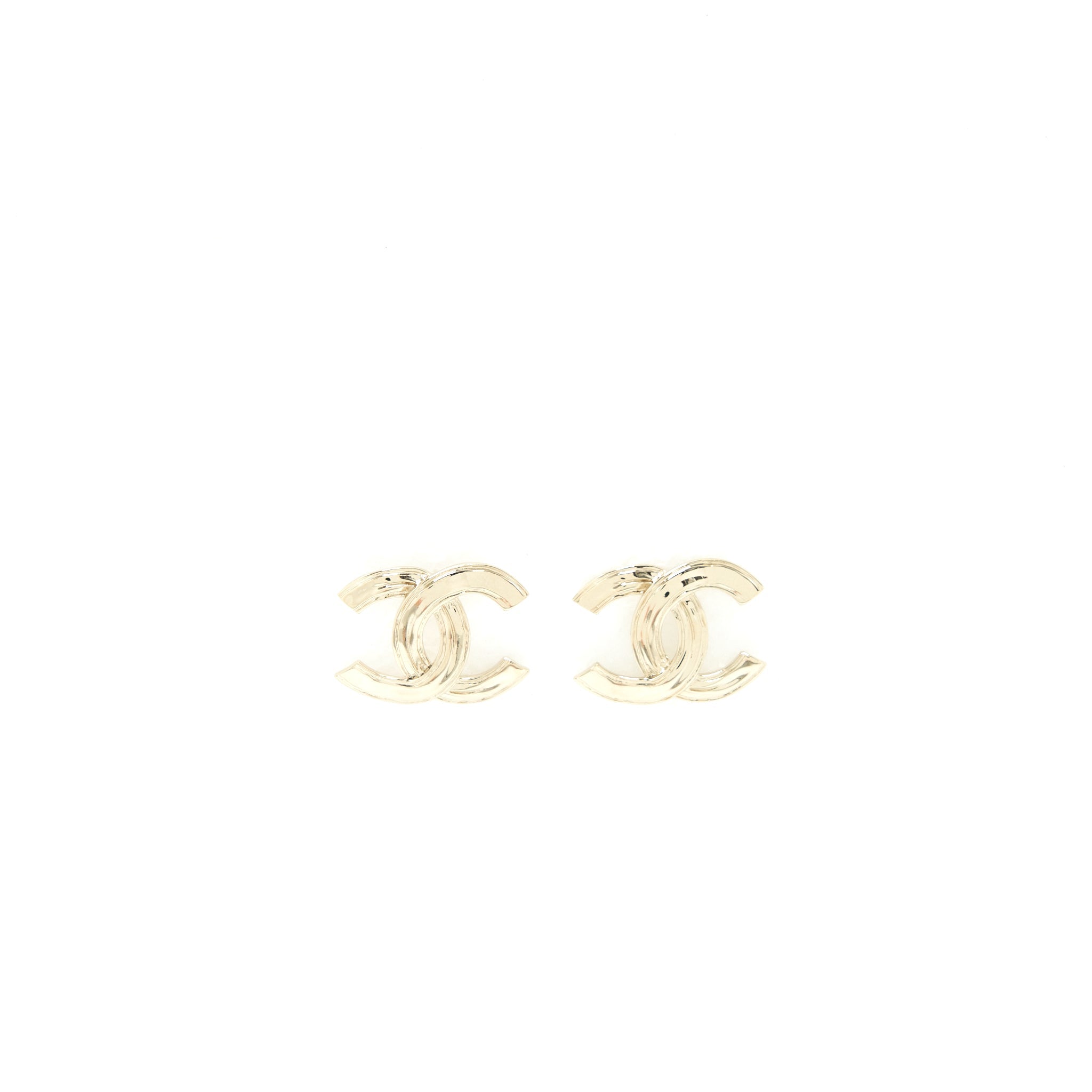CHANEL 22S CC LOGO EARRINGS LIGHT GOLD TONE