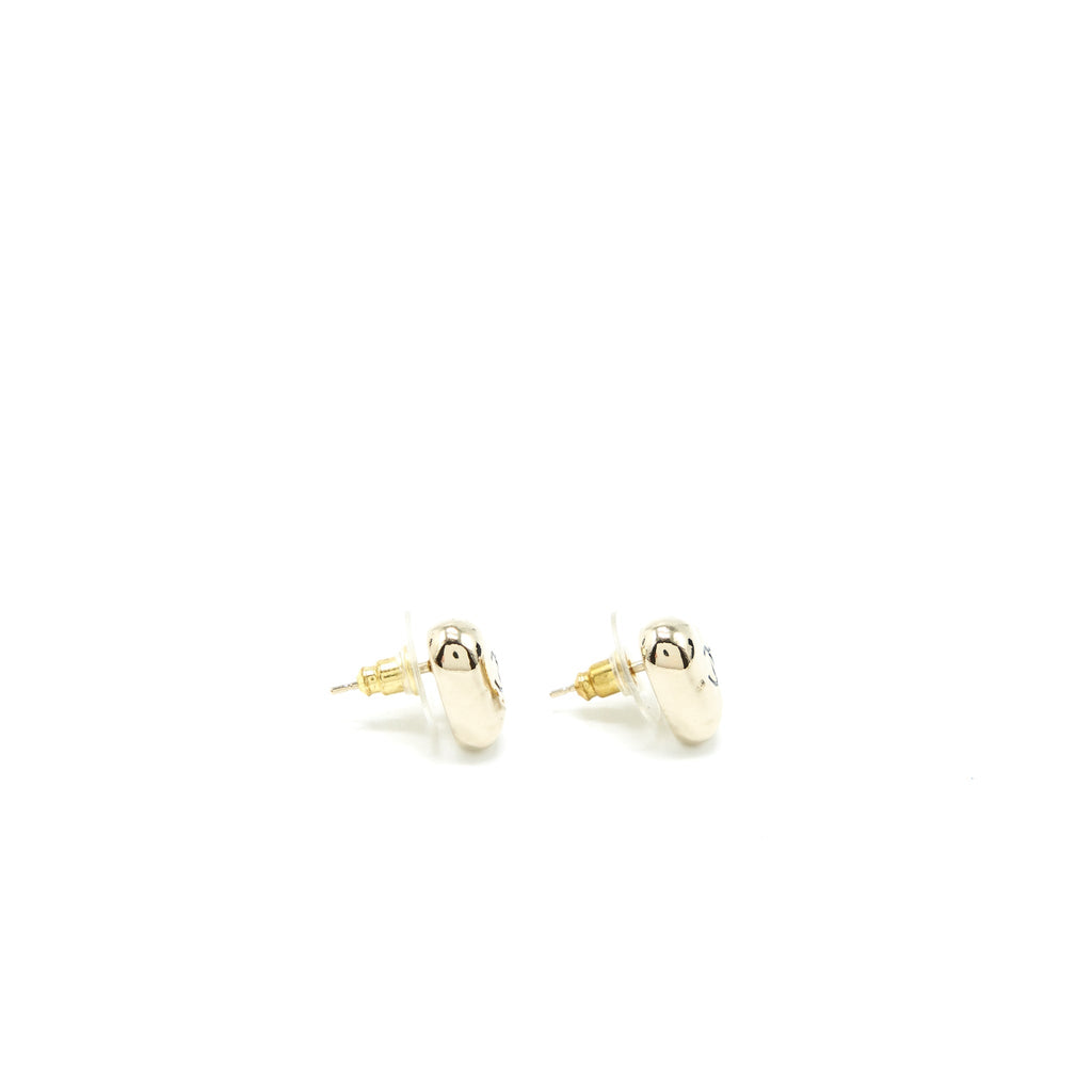 CHANEL 22C LIGHT GOLD TONE HEART EARRINGS