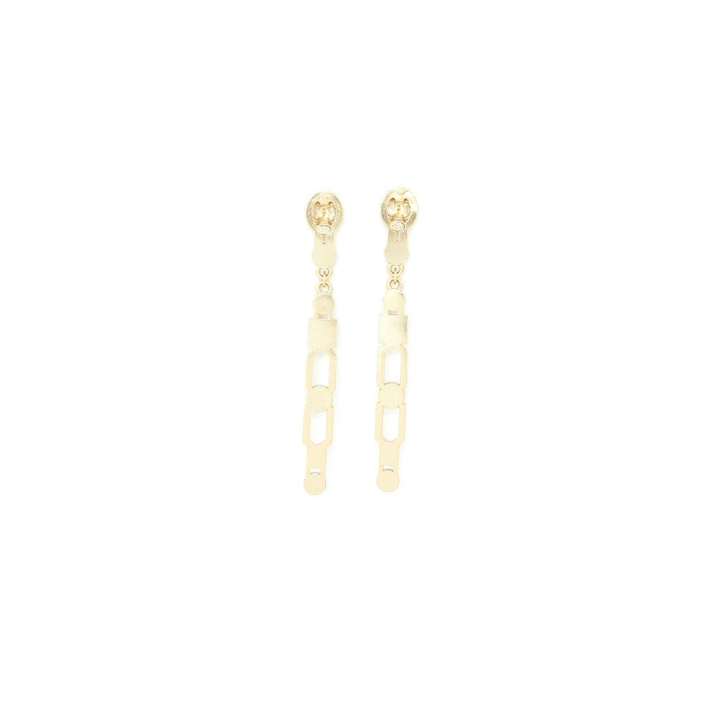 CHANEL DROPPED EARRINGS CRYSTAL/PEARL LIGHT GOLD TONE