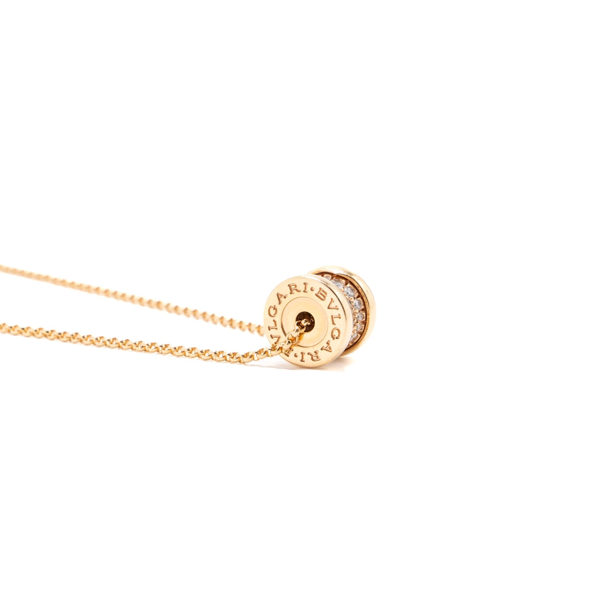 BVLGARI MINI B ZERO NECKLACE ROSE GOLD PAVED DIAMONDS