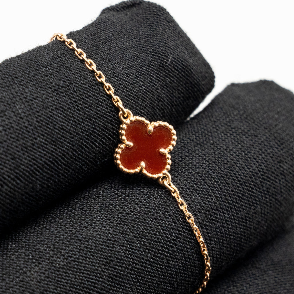 VAN CLEEF AND ARPELS SWEET ALHAMBRA BRACELET 18K ROSE GOLD / CARNELIAN