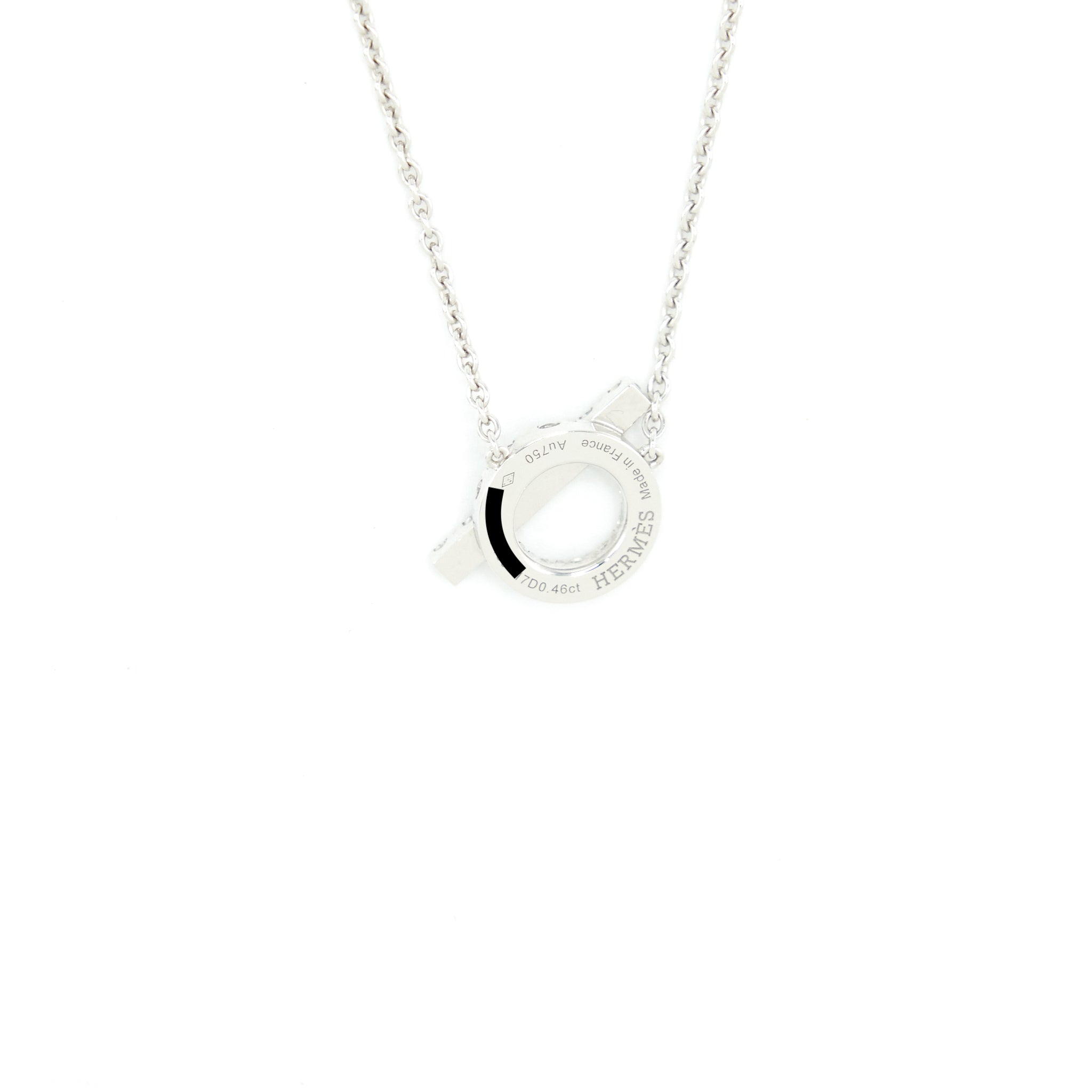 HERMES FINESSE PENDANT NECKLACE WHITE GOLD WITH DIAMONDS