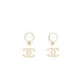 CHANEL 21B GIANT CC HEART DROP EARRINGS LIGHT GOLD TONE