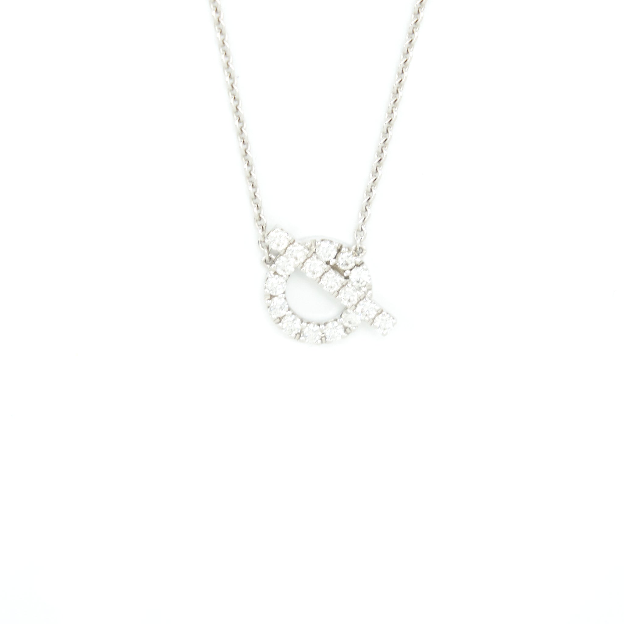 HERMES FINESSE PENDANT NECKLACE WHITE GOLD WITH DIAMONDS
