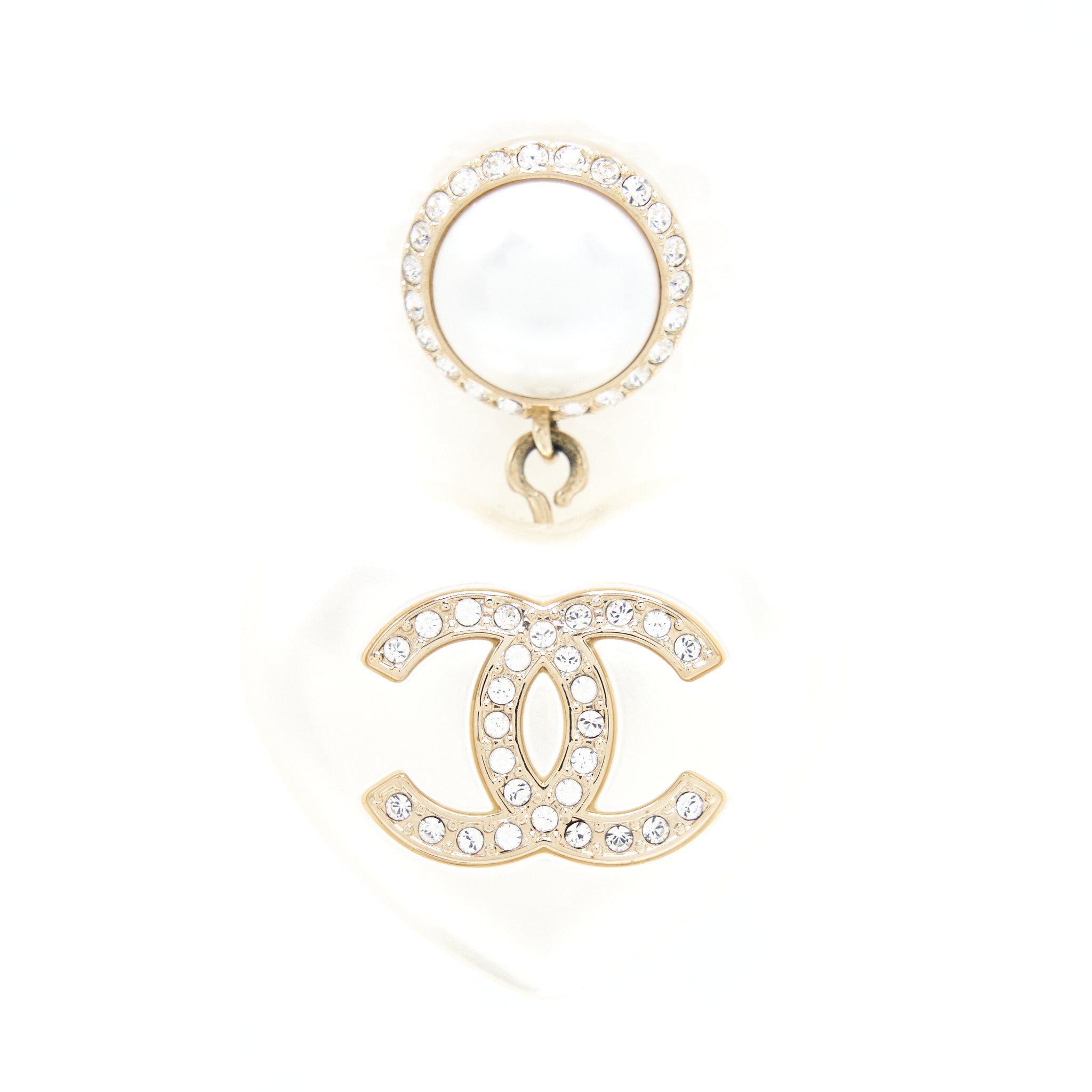 CHANEL 21B GIANT CC HEART DROP EARRINGS LIGHT GOLD TONE
