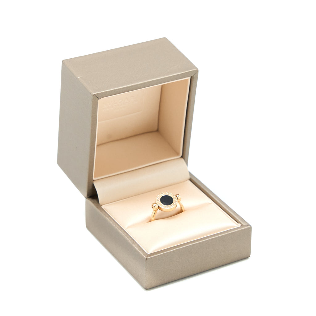 BVLGARI FLIP RING MOTHER OF PEARL/ONYX ROSE GOLD