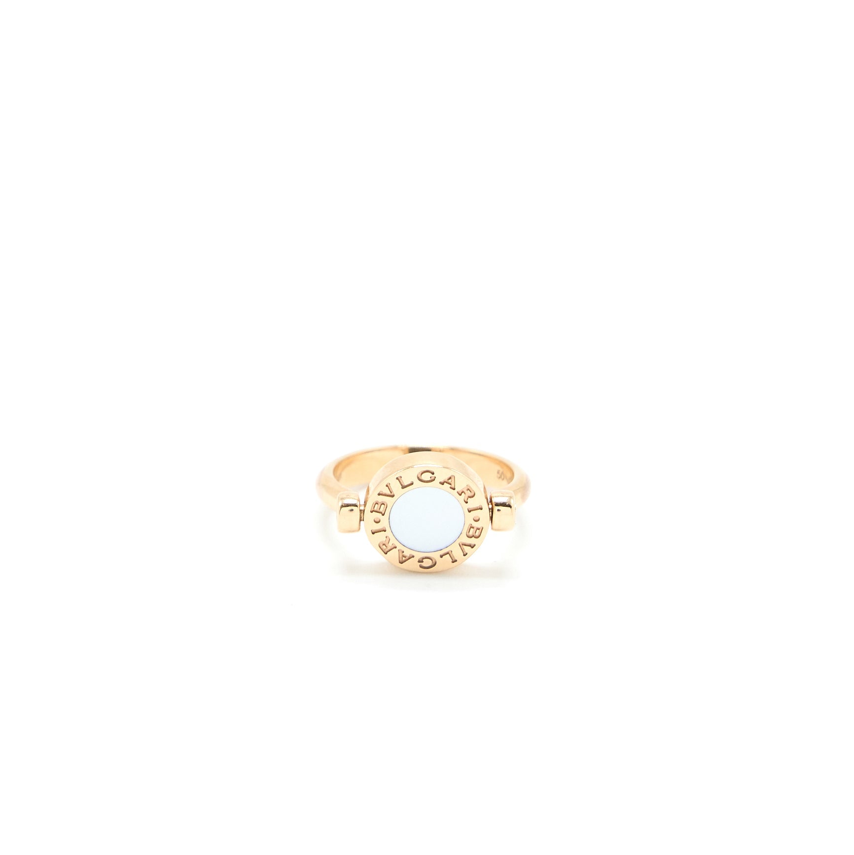 BVLGARI FLIP RING MOTHER OF PEARL/ONYX ROSE GOLD