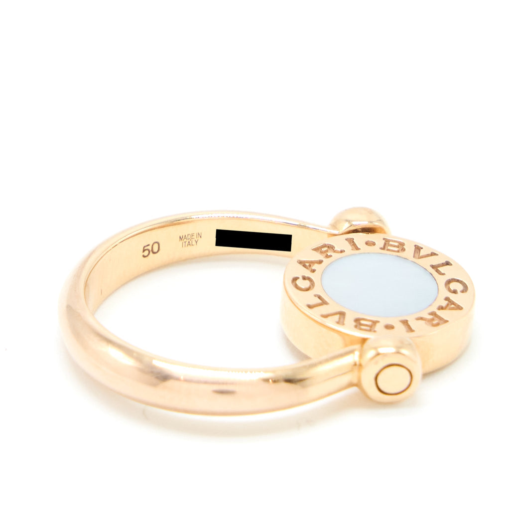 BVLGARI FLIP RING MOTHER OF PEARL/ONYX ROSE GOLD
