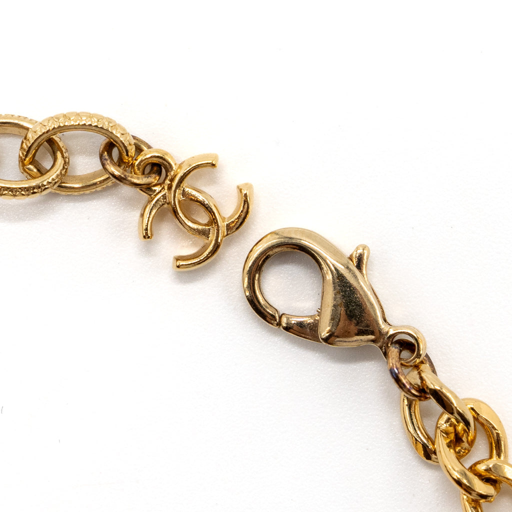 CHANEL NO.5 CHAIN BRACELET BLACK / WHITE GHW