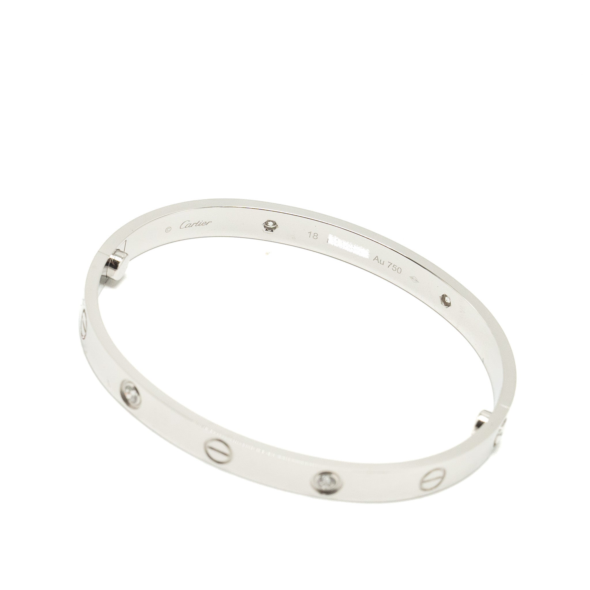 CARTIER LOVE BRACELET WHITE GOLD, 4 DIAMONDS