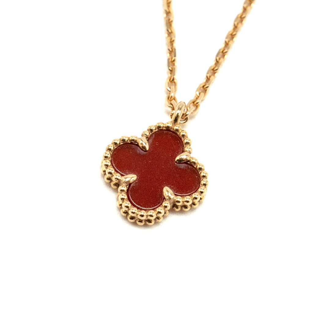 VAN CLEEF & ARPELS SWEET ALHAMBRA PENDANT CARNELIAN ROSE GOLD