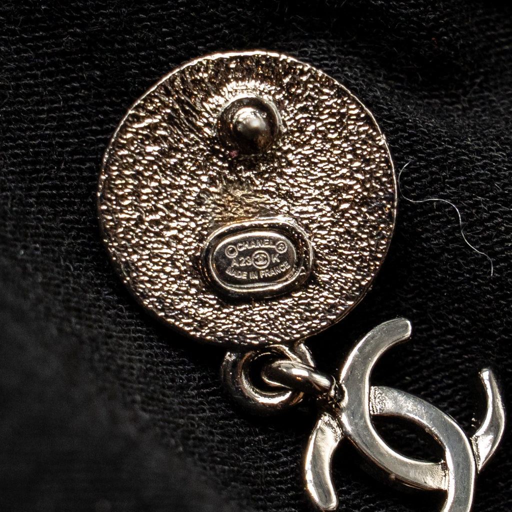 CHANEL ROUND STAR WITH CC DROP EARRINGS CRYSTALS BLACK/SILVER/GOLD TONE