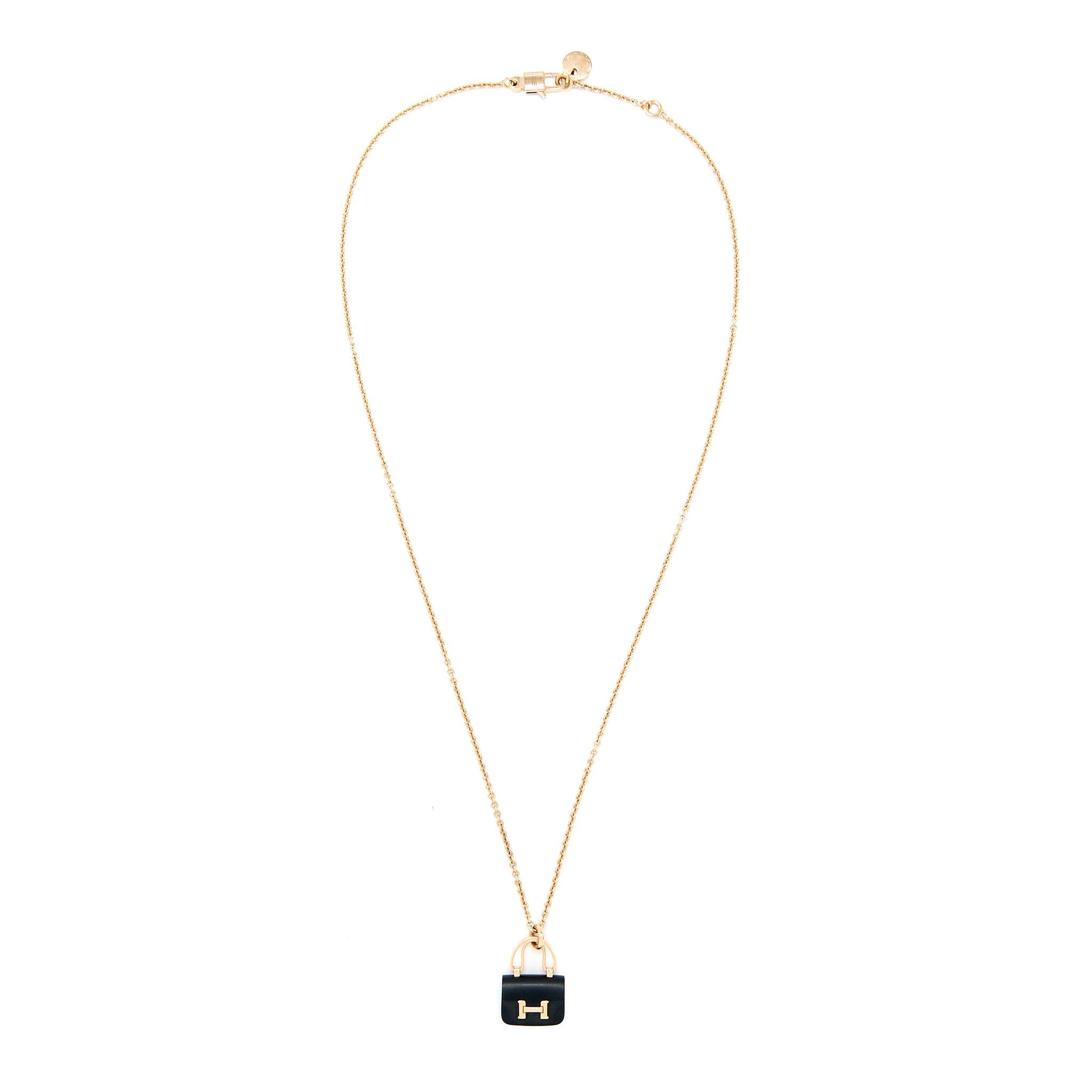 HERMES AMULETTES CONSTANCE PENDANT IN ROSE GOLD / BLACK JADE GEMSTONE