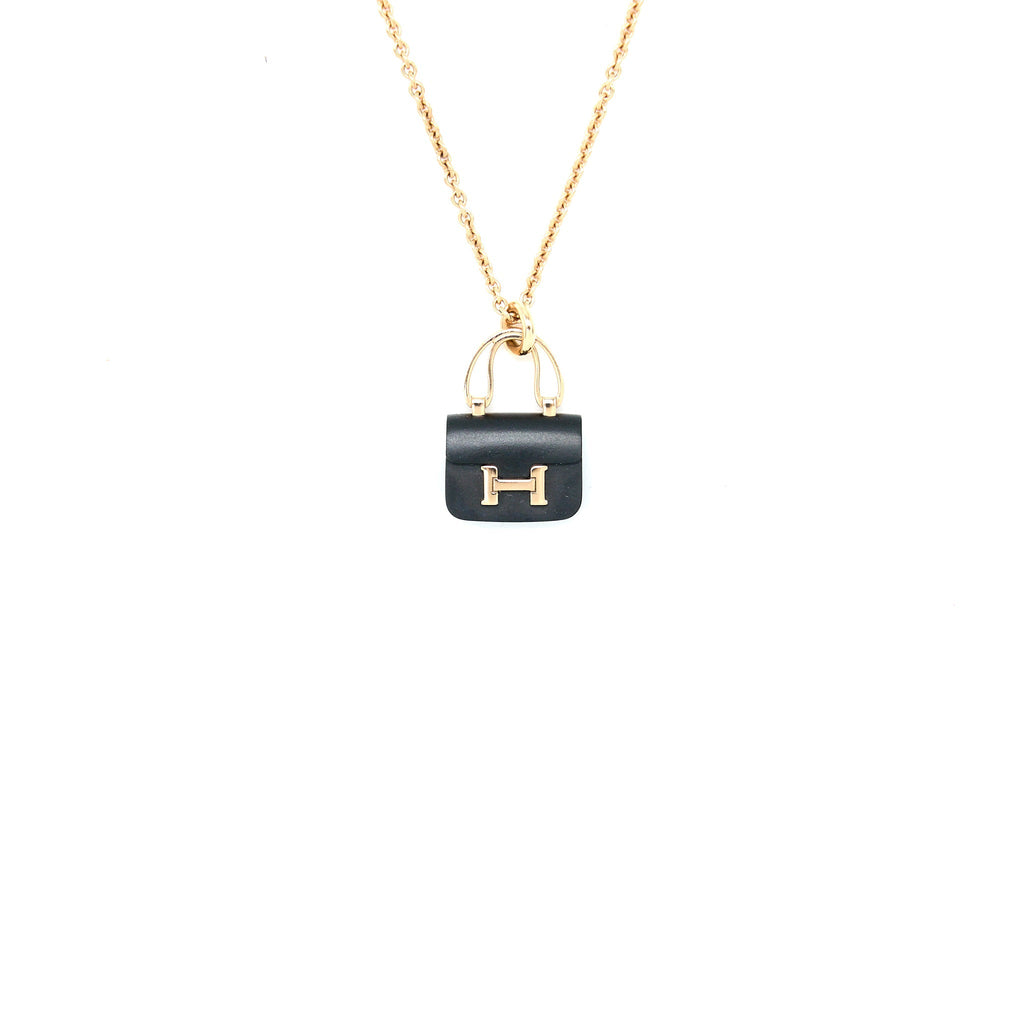 HERMES AMULETTES CONSTANCE PENDANT IN ROSE GOLD / BLACK JADE GEMSTONE