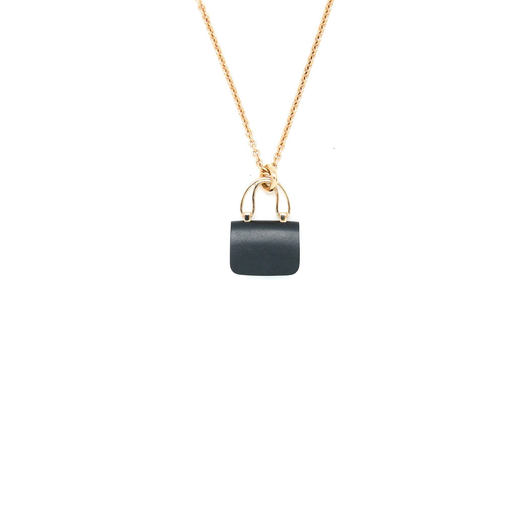 HERMES AMULETTES CONSTANCE PENDANT IN ROSE GOLD / BLACK JADE GEMSTONE