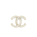 CHANEL CC LOGO BROOCH BRUSHED LIGHT GOLD TONE