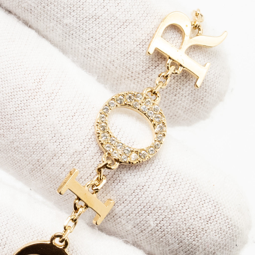DIOR DIOR LETTER BRACELET WITH CRYSTAL LIGHT GOLD TONE