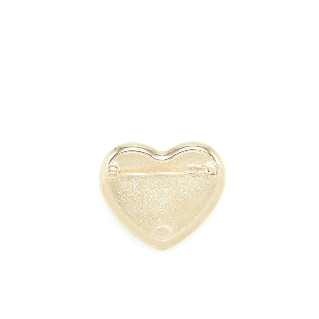 CHANEL 21K IVORY HEART BROOCH LGHW