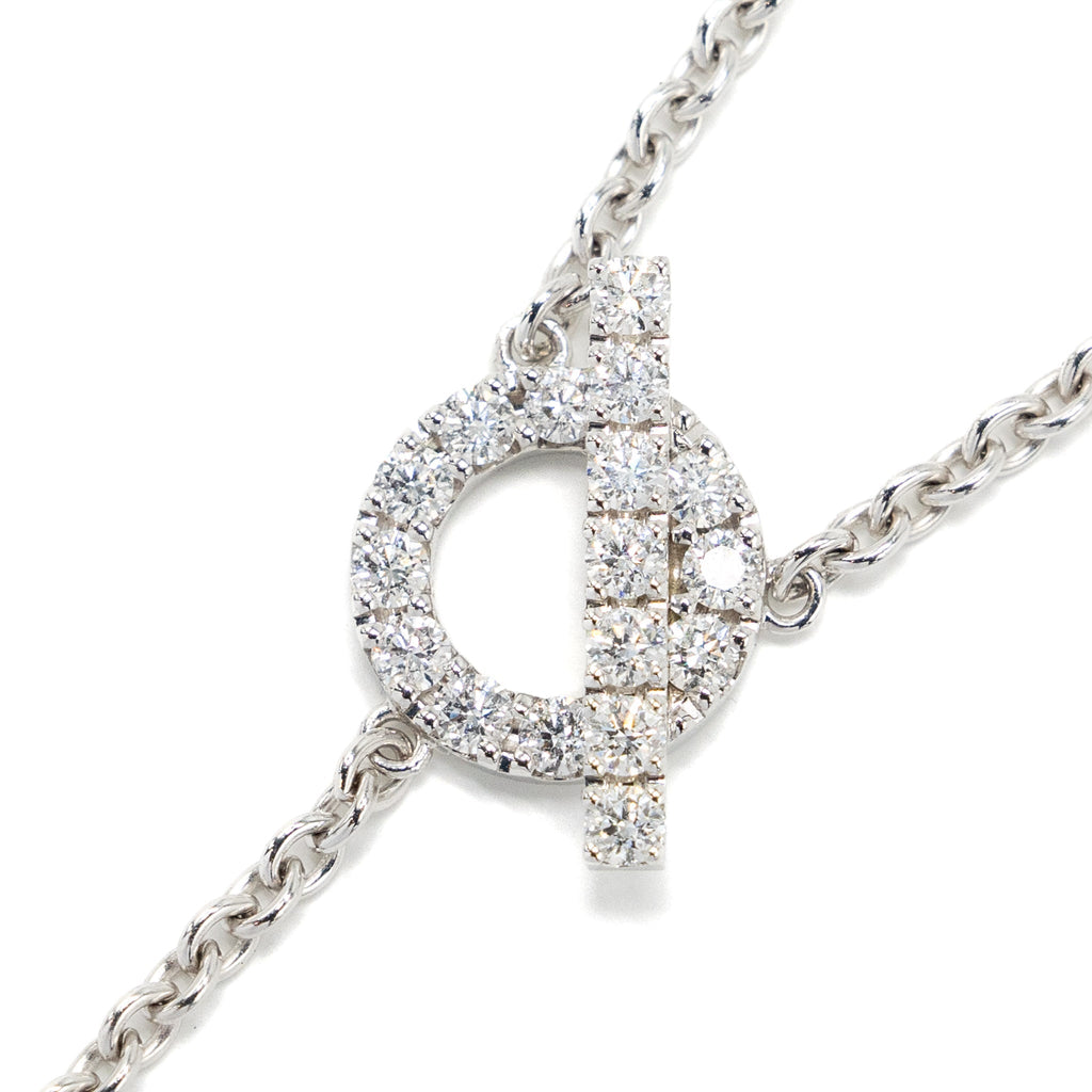 HERMES LARIAT FINESSE NECKLACE WHITE GOLD DIAMONDS