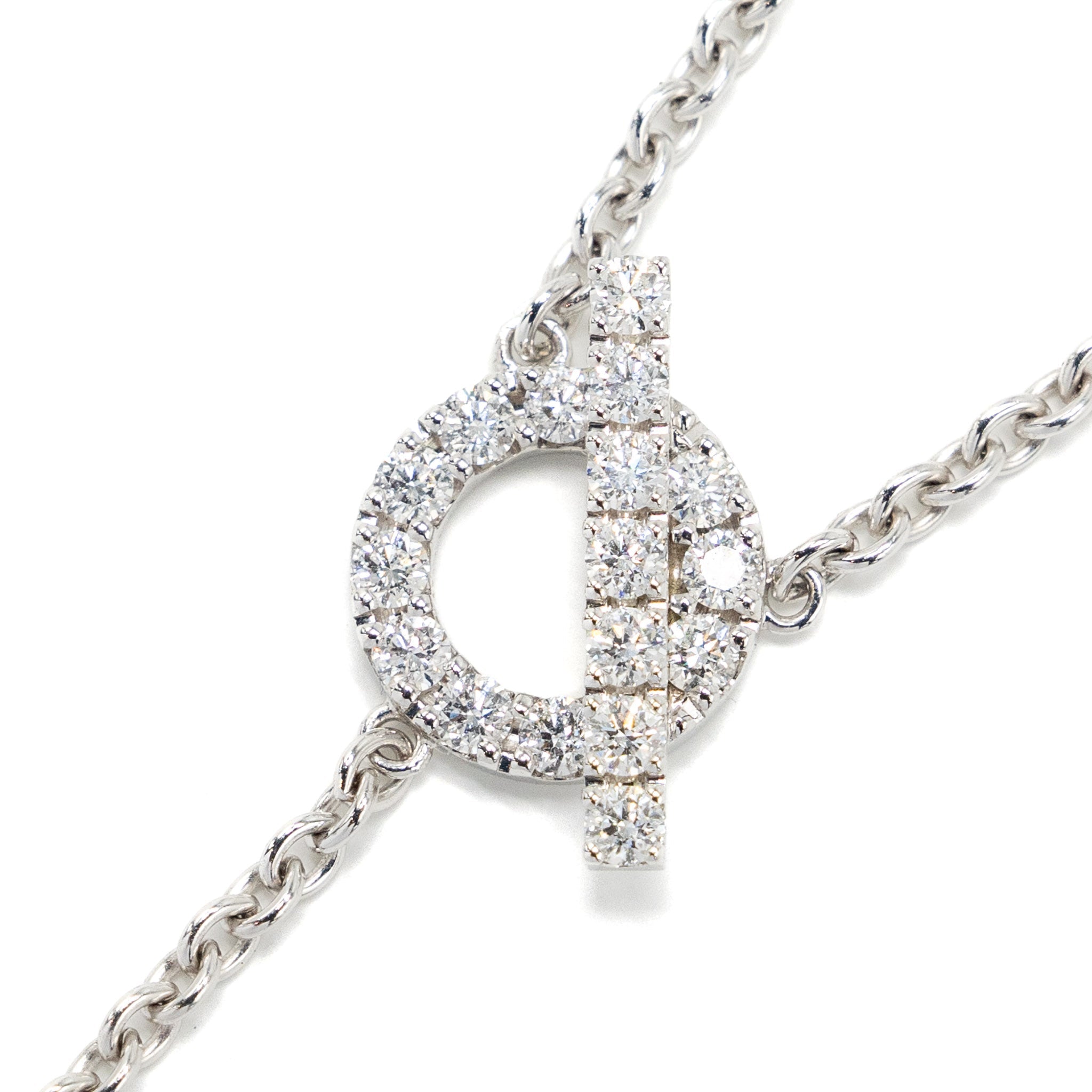HERMES LARIAT FINESSE NECKLACE WHITE GOLD DIAMONDS