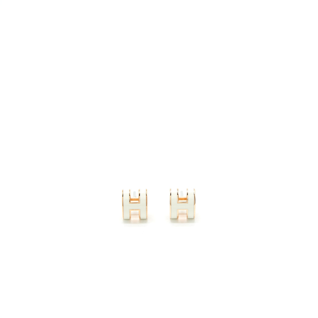 HERMES MINI POP H EARRING BLANC GHW