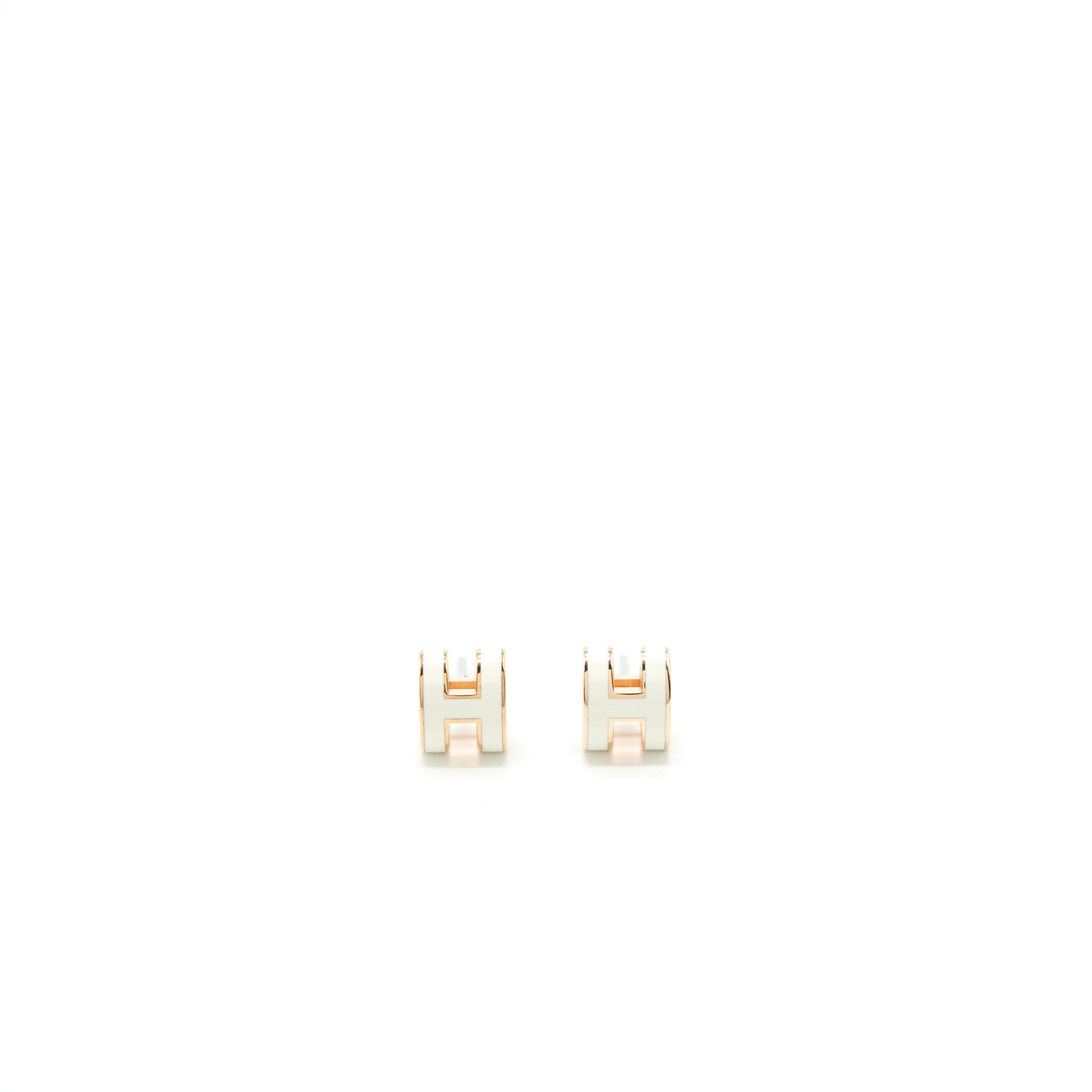HERMES MINI POP H EARRING BLANC GHW
