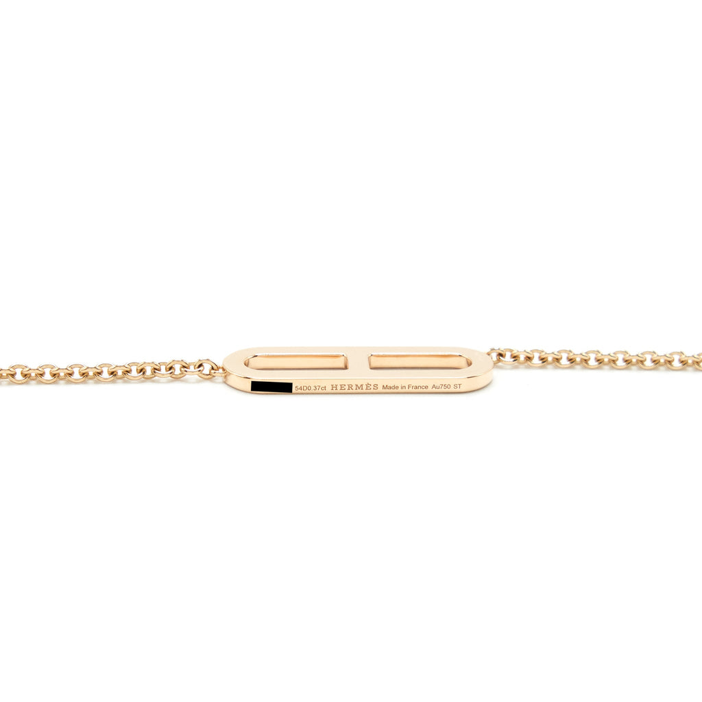 HERMES EVER CHAINE D’ANCRE LARIAT NECKLACE ROSE GOLD WITH DIAMONDS