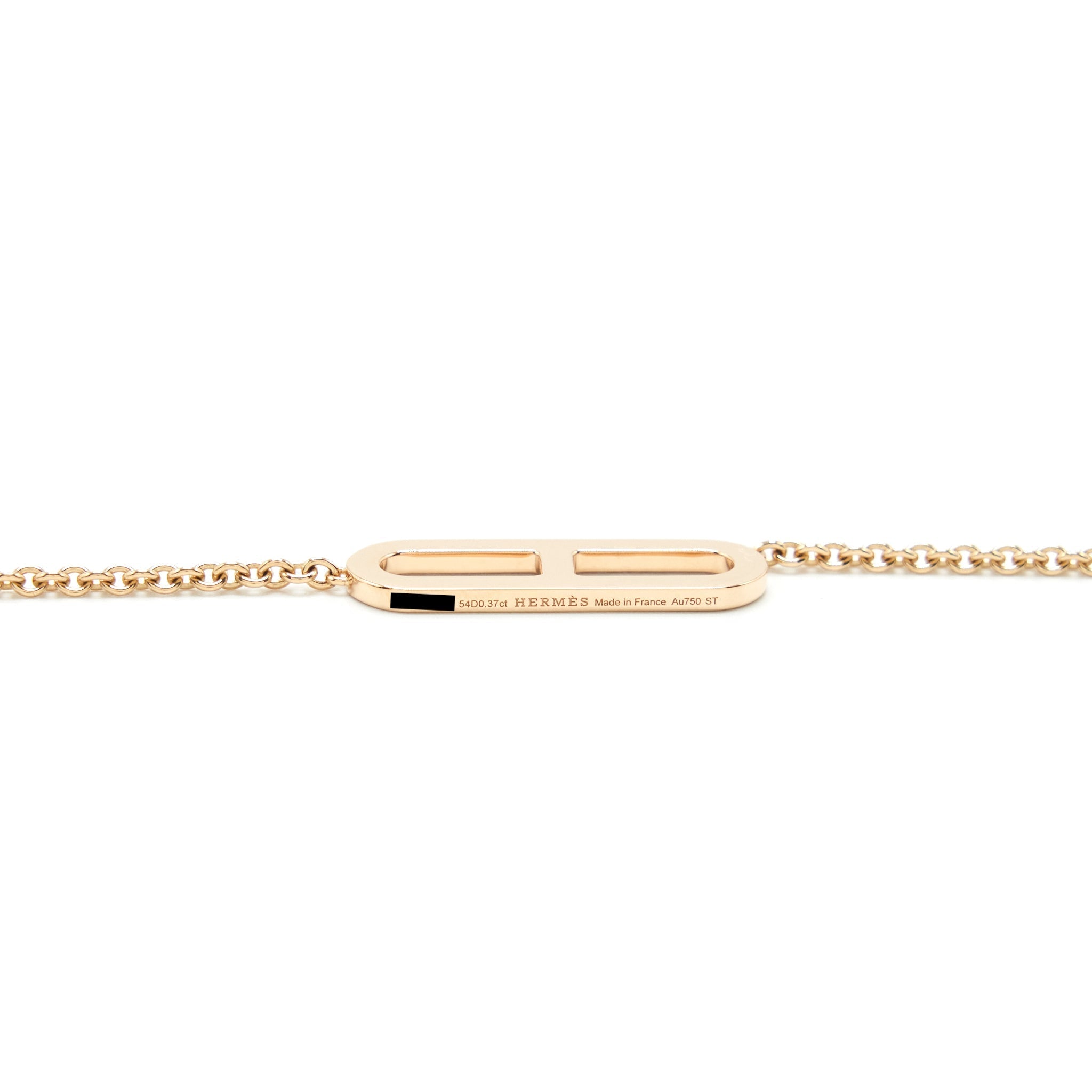 HERMES EVER CHAINE D’ANCRE LARIAT NECKLACE ROSE GOLD WITH DIAMONDS