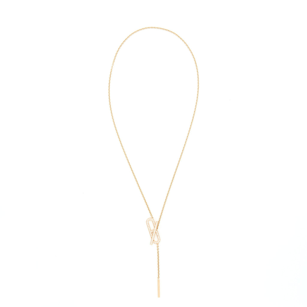 HERMES EVER CHAINE D’ANCRE LARIAT NECKLACE ROSE GOLD WITH DIAMONDS