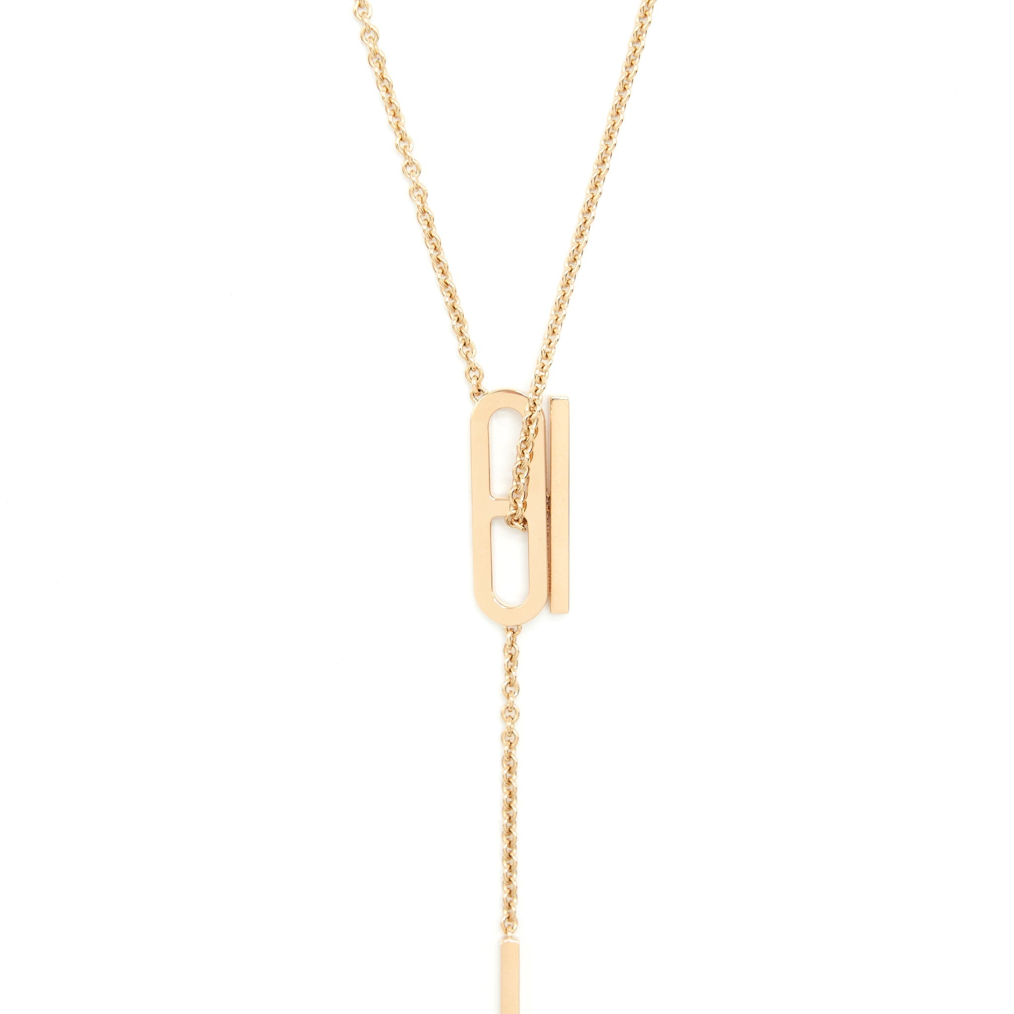 HERMES EVER CHAINE D’ANCRE LARIAT NECKLACE ROSE GOLD WITH DIAMONDS