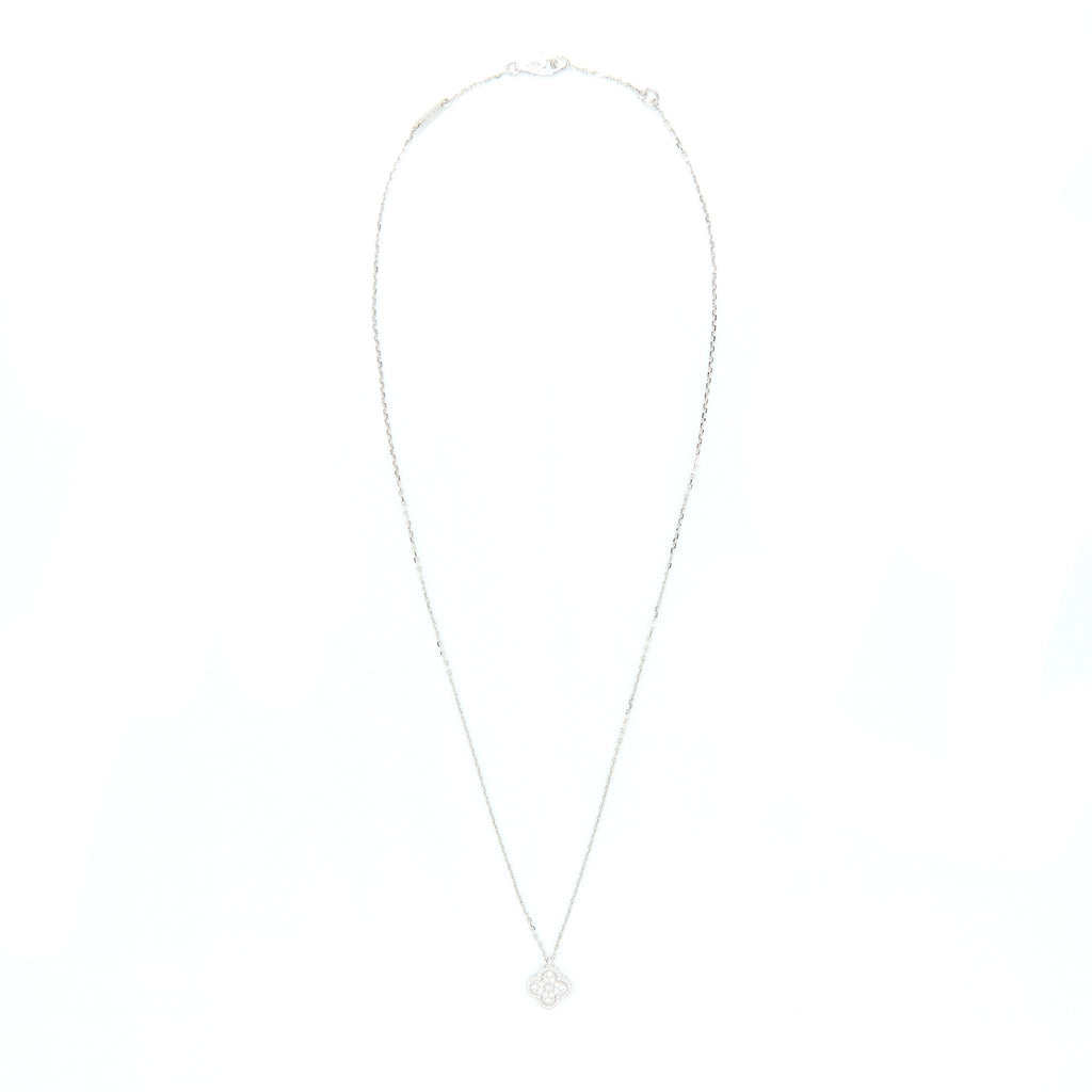 VAN CLEEF & ARPELS SWEET ALHAMBRA PENDANT WHITE GOLD DIAMONDS