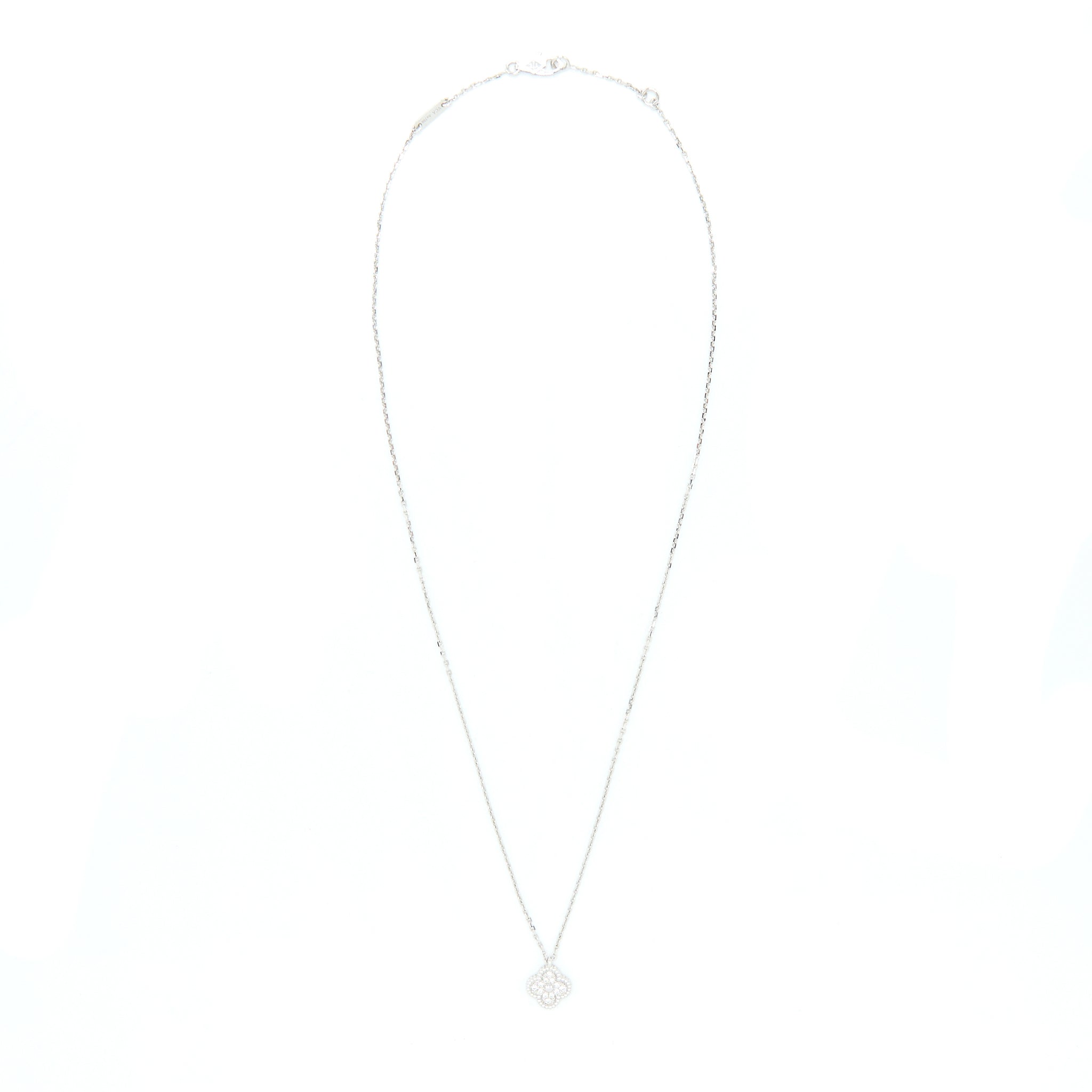 VAN CLEEF & ARPELS SWEET ALHAMBRA PENDANT WHITE GOLD WITH DIAMONDS