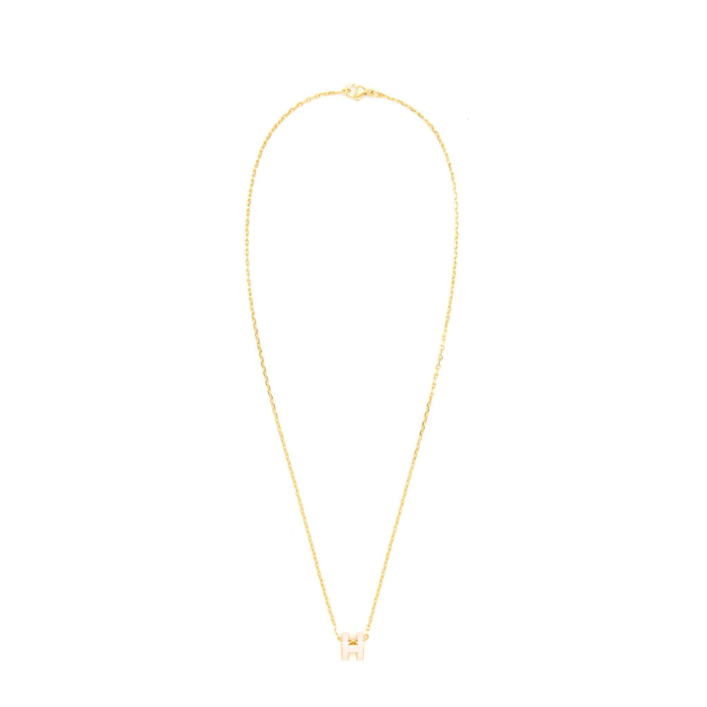 HERMES MINI POP H PENDANT ROSE DRAGEE GHW