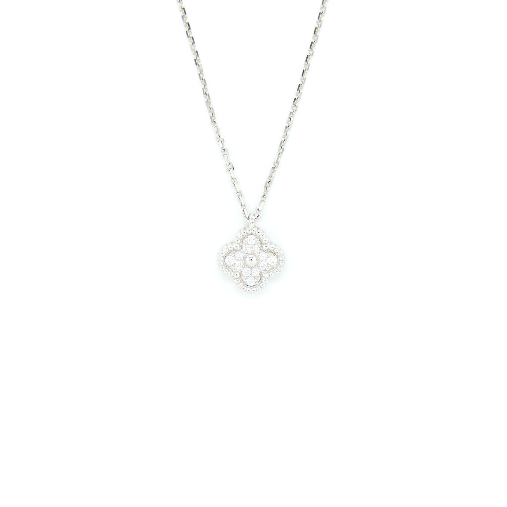VAN CLEEF & ARPELS SWEET ALHAMBRA PENDANT WHITE GOLD WITH DIAMONDS