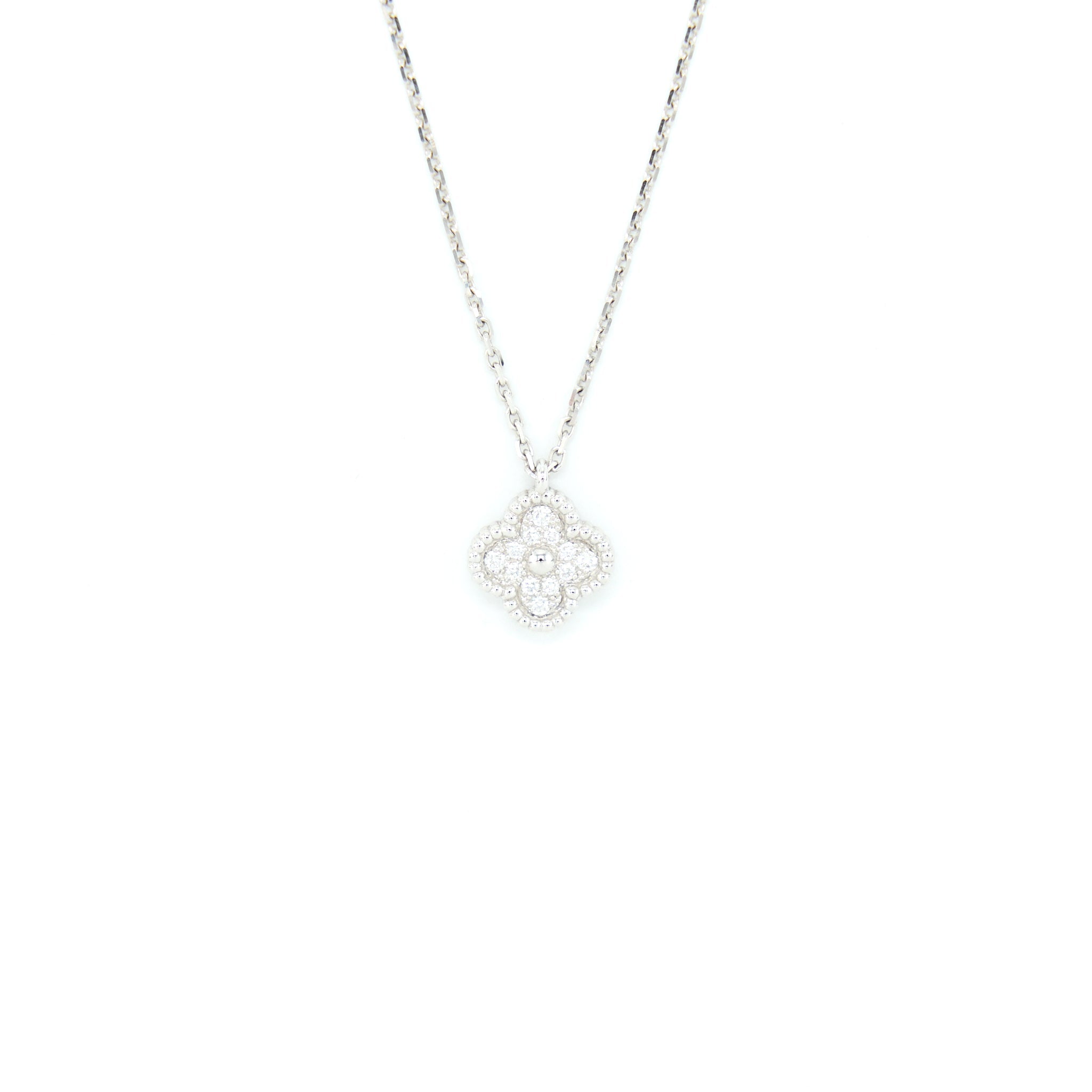 VAN CLEEF & ARPELS SWEET ALHAMBRA PENDANT WHITE GOLD WITH DIAMONDS