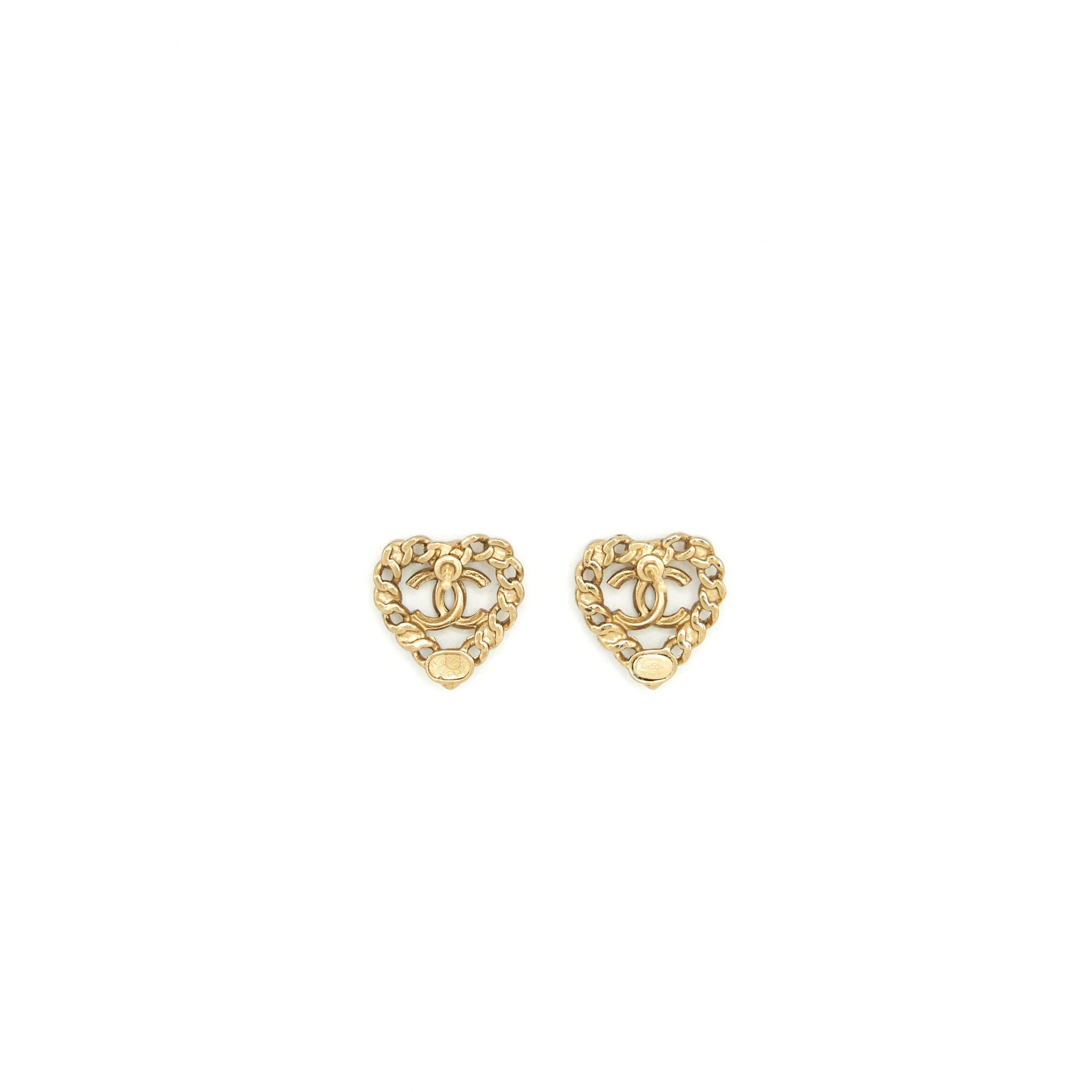 CHANEL HEART WITH CC LOGO EARRING LIGHT GOLD TONE