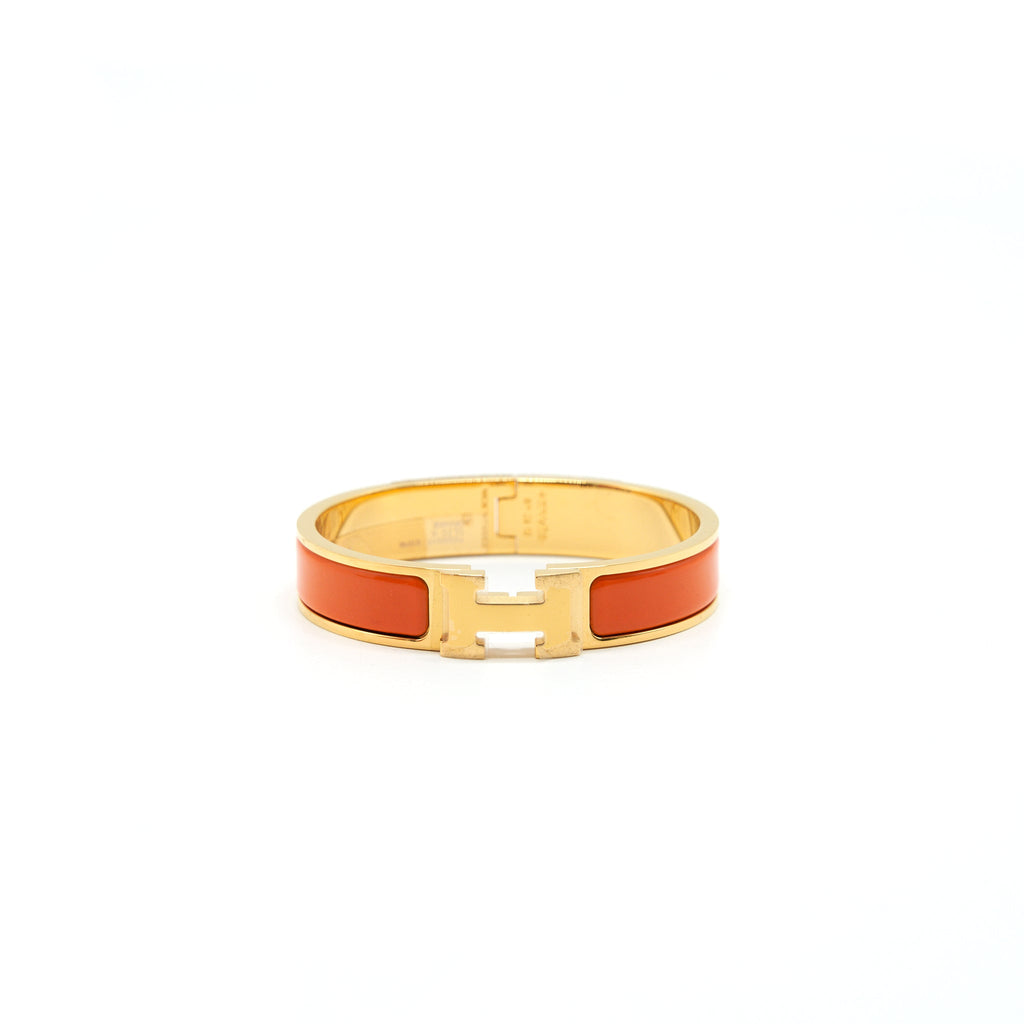HERMES CLIC H BRACELET ORANGE WITH GHW SZE PM