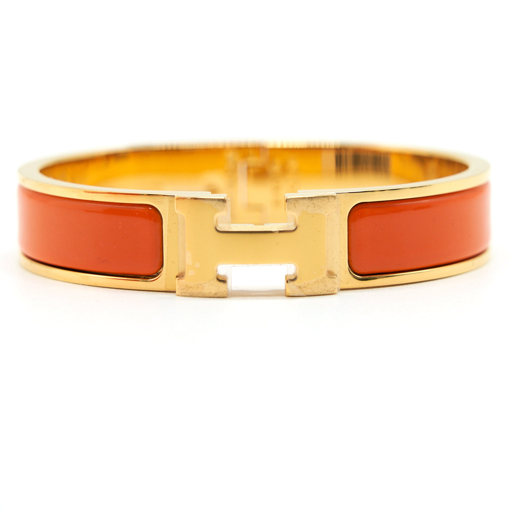 HERMES CLIC H BRACELET ORANGE WITH GHW SZE PM